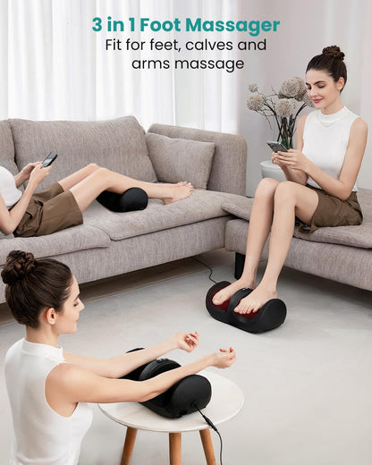 Nekteck Foot Massager with Heat & Foot Roller, Shiatsu Calf and Leg Massager, Portable Foot Massage Machine with Adjustable Intensity and 15-Minute Timer