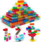 CONVENTEJOY 400-Piece Translucent Building Bricks, 9-Color Crystal-Clear Classic Building Block Set, Compatible Construction Toy for Kids Ages 6+, Educational STEM Toy