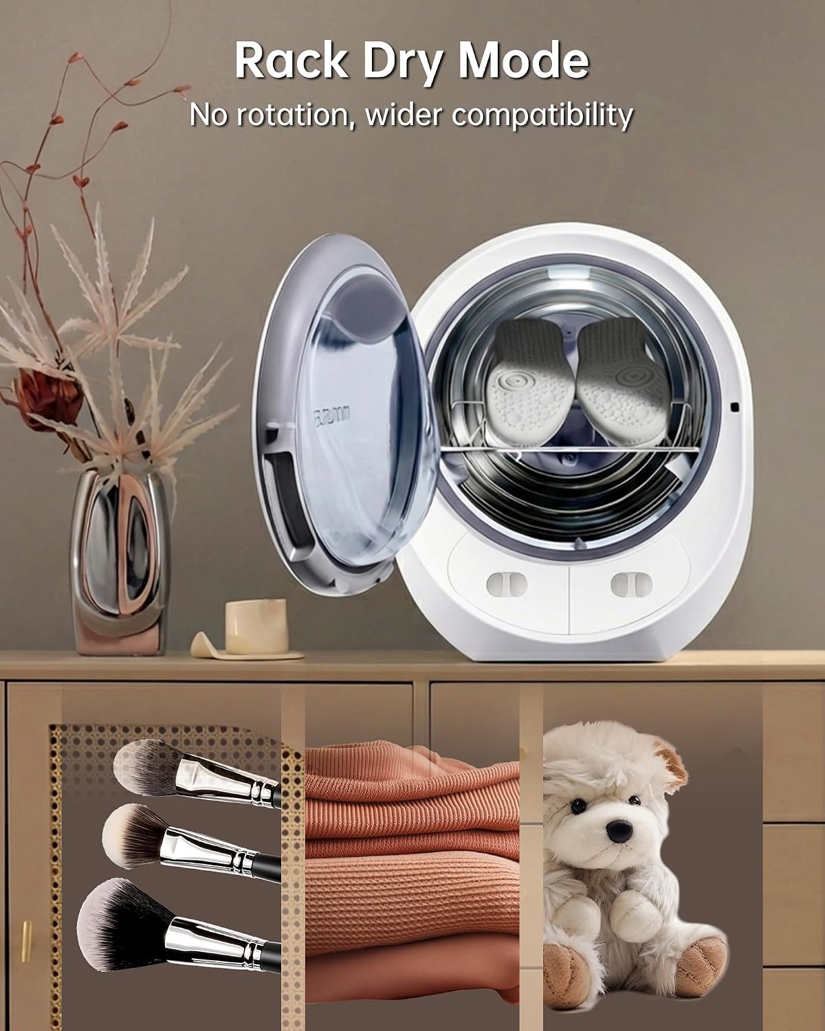 Morus Portable Dryer for Clothes with 8 Modes, 1200W Mini Dryer with Stainless Steel Drum, No Installation Required, Wrinkle and Pet Hair Remover, Luxury Towel Warmer, for Apartments, Dorm, RV