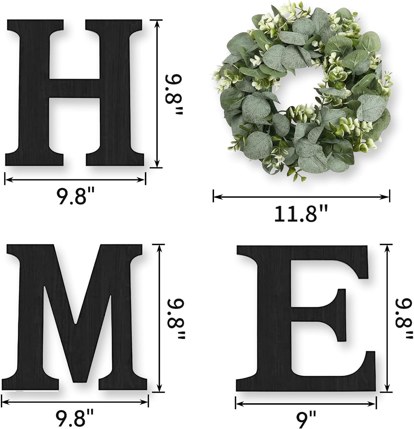 Wood Home Sign with Eucalyptus Wreath, Rustic Farmhouse Wall Decor