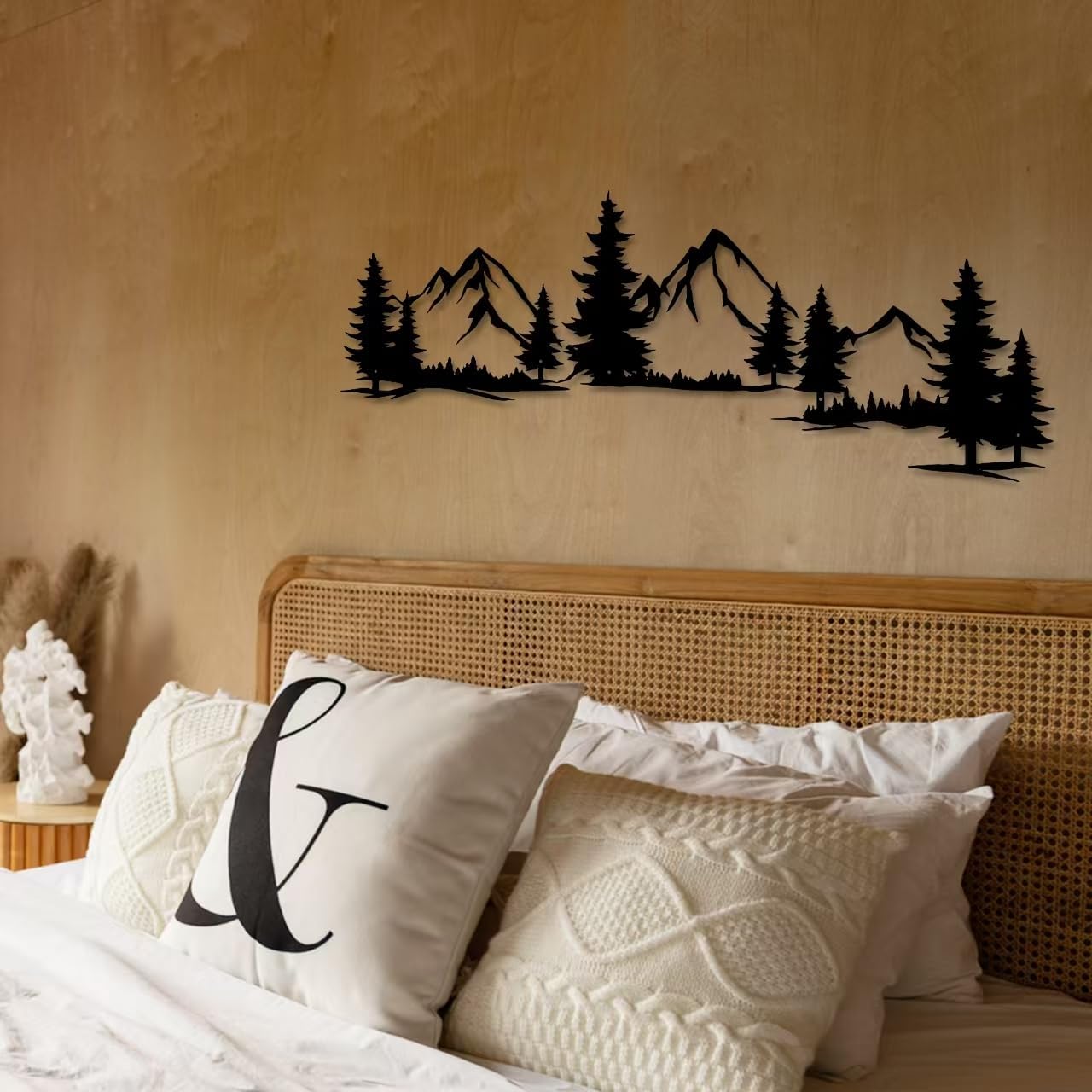Xedatric Mountain Forest Metal Wall Art 15x44 Inch Nature Landscape Decor Large horizontal evergreen trees wall art for living room. Housewarming gift for nature lovers. Indoor decor.