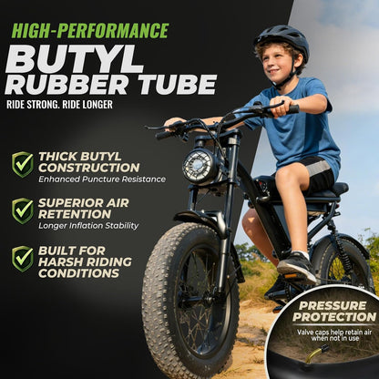 PAKCHEF 2-Pack 16 x 4.0 Fat Bike Inner Tubes, Heavy-Duty Butyl Rubber Tubes with 45-Degree Angled Schrader Valve for E-Bikes & Fat Tire Bikes