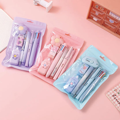 MOZXIRZ 7-Piece Cute Pink Stationery Set