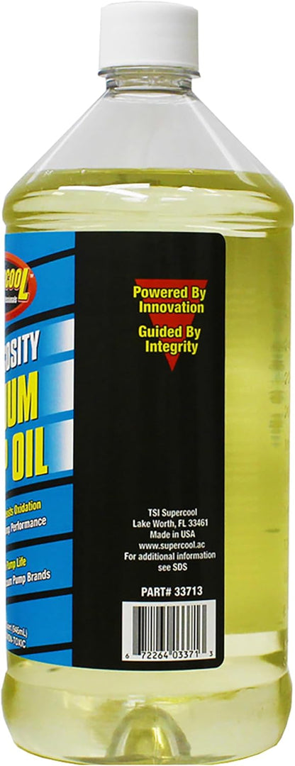 TSI Supercool 33713 Vacuum Pump Oil, 46 cSt Synthetic Vacuum Pump Oil, 32 fl oz Bottle, Non-Misting Anti-Wear Formula