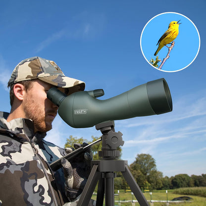 Emarth 20-60x60 Angled Spotting Scope with 14-Inch Tripod, BAK-4 Prism, Waterproof Fogproof Design, Carrying Case & Phone Adapter for Birding, Hunting & Outdoor Observation