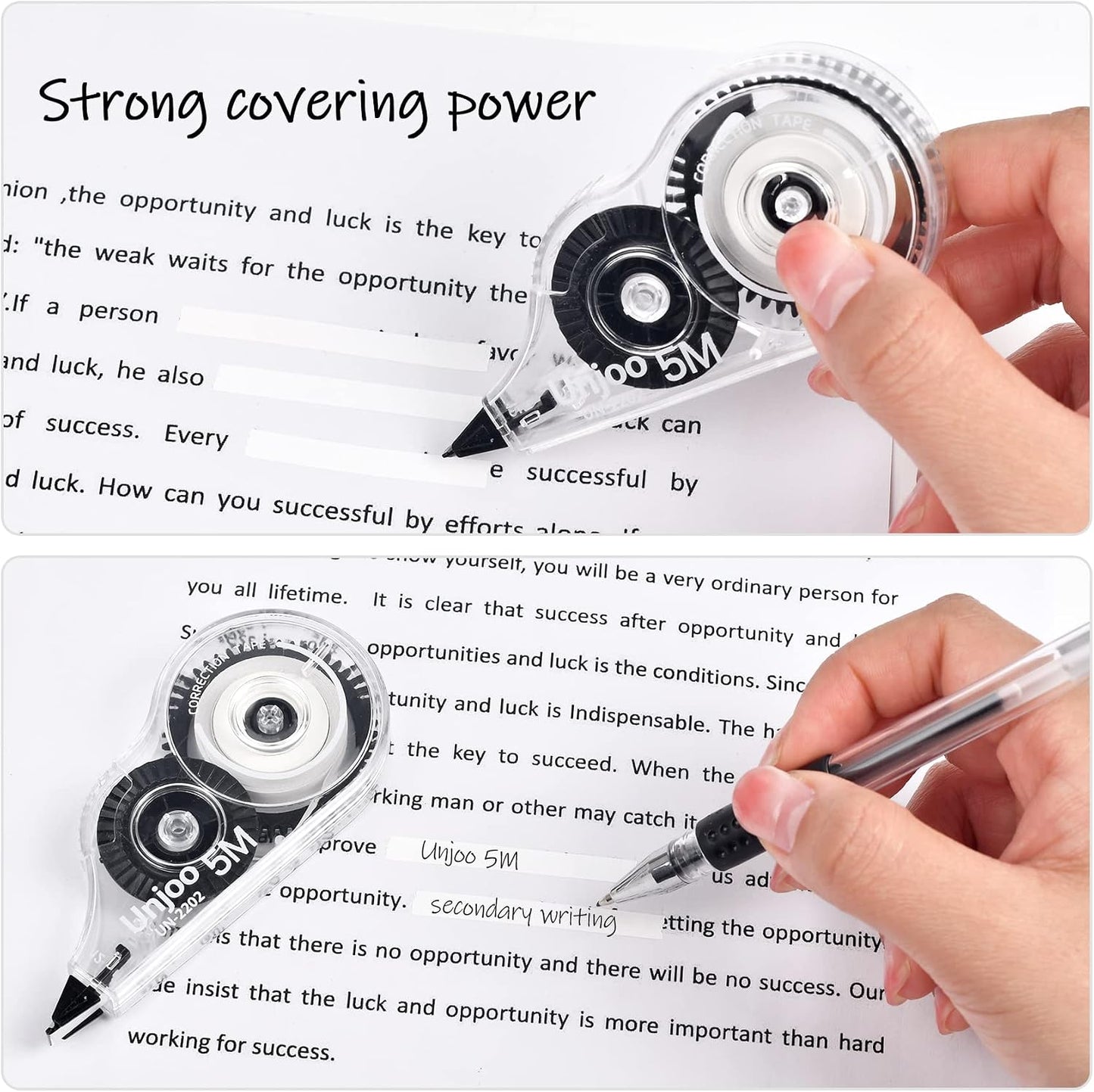 Unjoo White Correction Tape 12-Pack for School & Office
