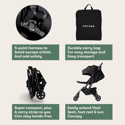 Colugo Compact Stroller+ Lightweight Travel Stroller, 16 lbs, One-Hand Fold