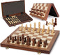 Jumlys Magnetic Wooden Chess Set, 15-Inch Folding Chess Board with 2 Extra Queens, Portable Travel Chess Set with Storage Slots, Solid Wood Chess Game for Adults & Kids