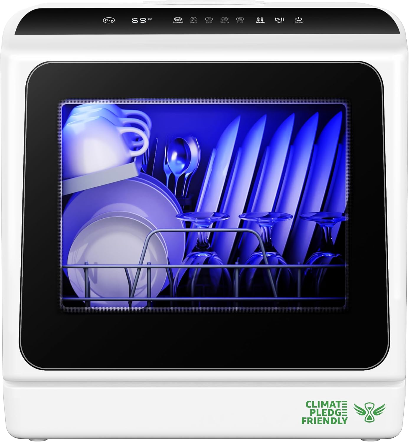 EUHOMY Countertop Dishwasher Portable, 6 Programs with 40 dB, No Hookup