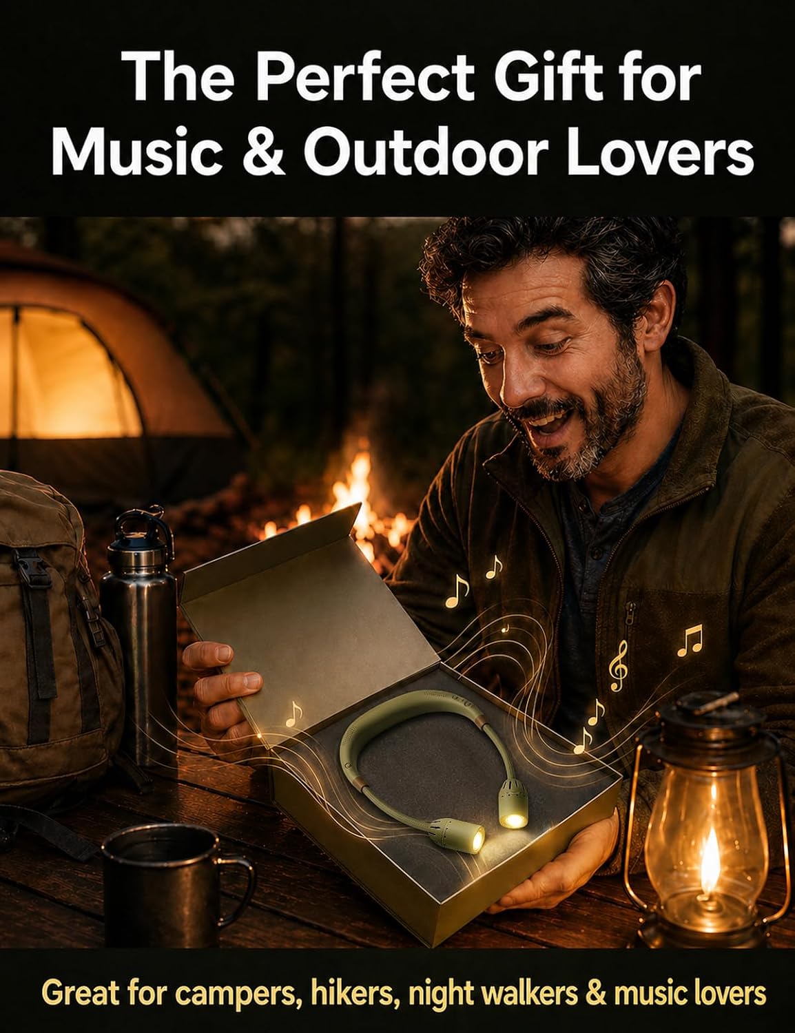 KooBinKoo MF-D10 Neck Speaker with LED Light | Bluetooth 5.3 Wearable Speaker & Hands-Free Reading Lamp, 20-Hour Audio & 48-Hour Light
