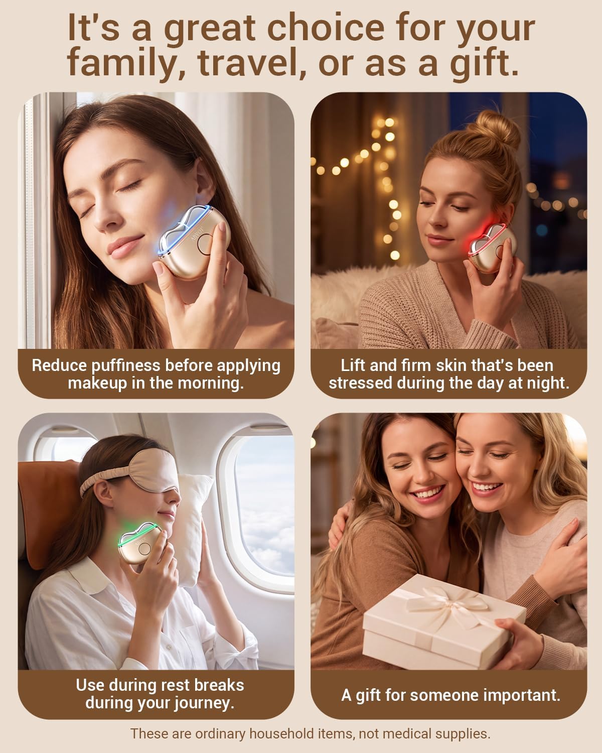 Red Light Gua Sha Tool for Face with 7 Light Modes, Heat & Cooling Electric Gua Sha & Face Massager for Daily Skincare, Facial Massage & At-Home Care