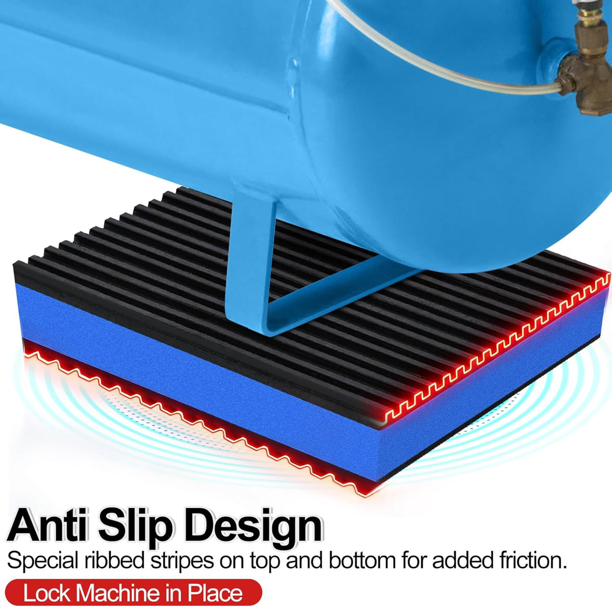 16 Pack Anti Vibration Pads for Washing Machine 4"x4"x7/8", Sound Isolation Vibrating Pad Ribbed Rubber Damping Mat EVA Center for Air Compressors, Conditioner, Treadmill, HVAC Washer Dryer