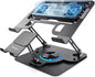 Laptop Cooling Pad with Detachable Fan & Cooler (USB A-C Port) 2-in-1 Adjustable Laptop & Phone Stand, Ultra-Quiet, 360° Rotatable Base, Carbon Steel Framework for Laptops Up to 17 Inch