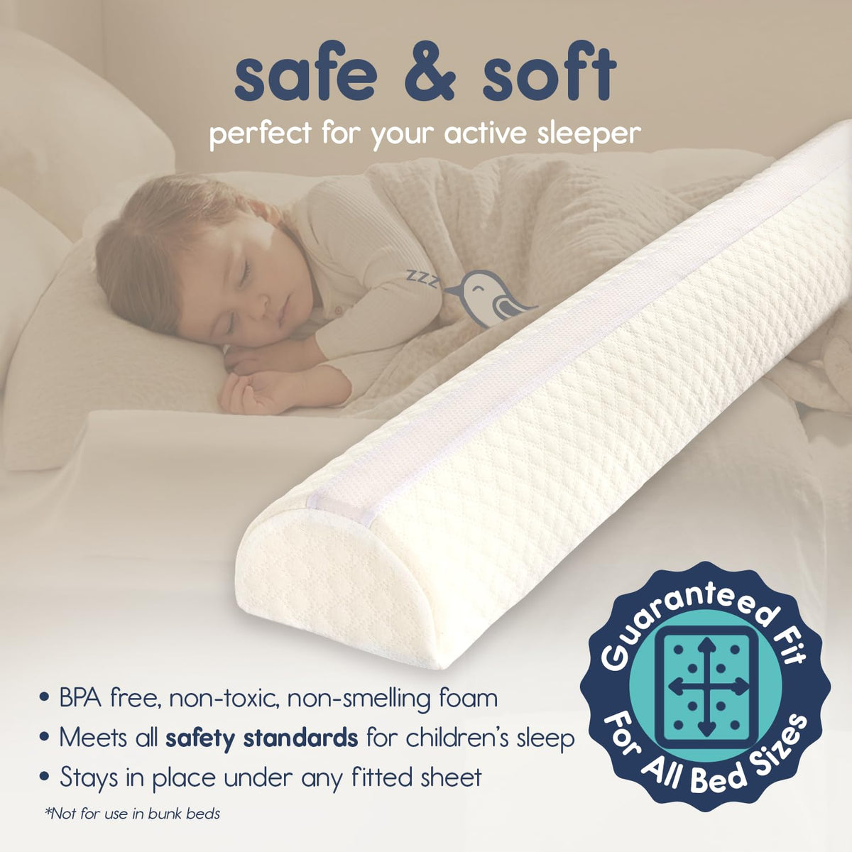 Hiccapop 2-Pack Foam Bed Bumpers for Toddlers – Soft Bed Rail Alternative for Twin, Full & Queen Beds
