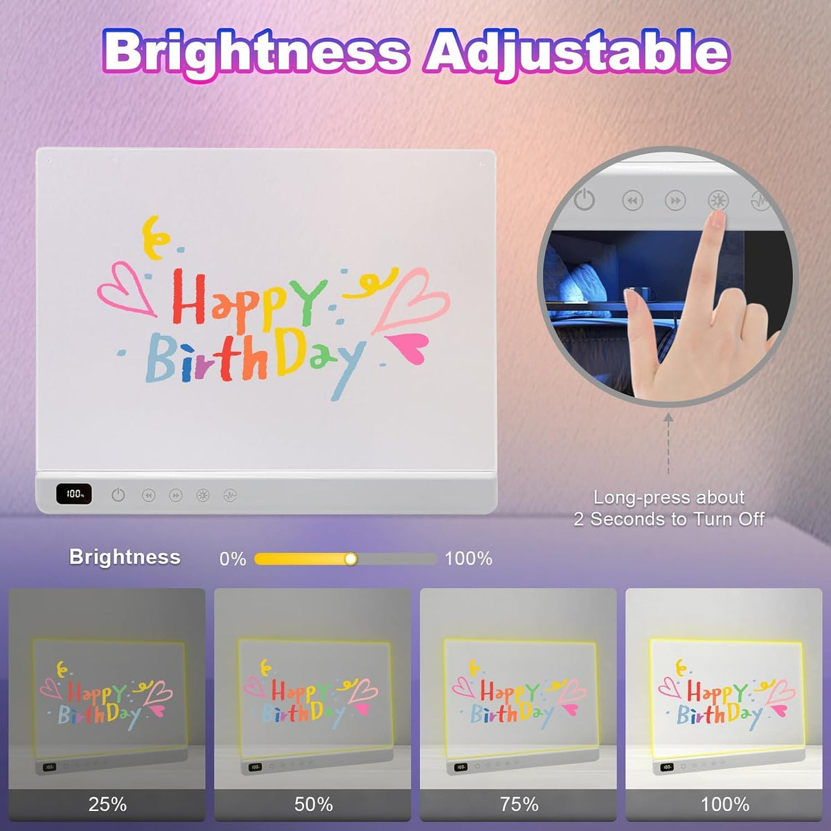Cosmody Rechargeable LED Drawing Board for Kids Ages 3+, 16-Inch Light Up Neon Drawing Pad with 8 RGB Colors & 6 Modes, Tracing Book, Markers & Stand, White