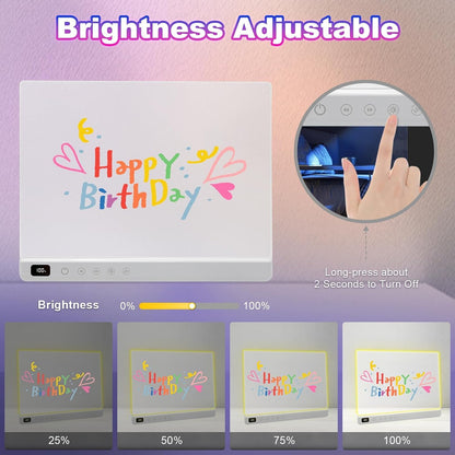 Cosmody Rechargeable LED Drawing Board for Kids Ages 3+, 16-Inch Light Up Neon Drawing Pad with 8 RGB Colors & 6 Modes, Tracing Book, Markers & Stand, White