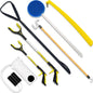 RMS Premium 7-Piece Hip & Knee Kit with Short & Long Reacher Grabbers 19” & 32” Reachers, Leg Lifter, Sock Aid, Dressing Stick, Bath Sponge & Shoe Horn – Long Term Orthopedic Aids