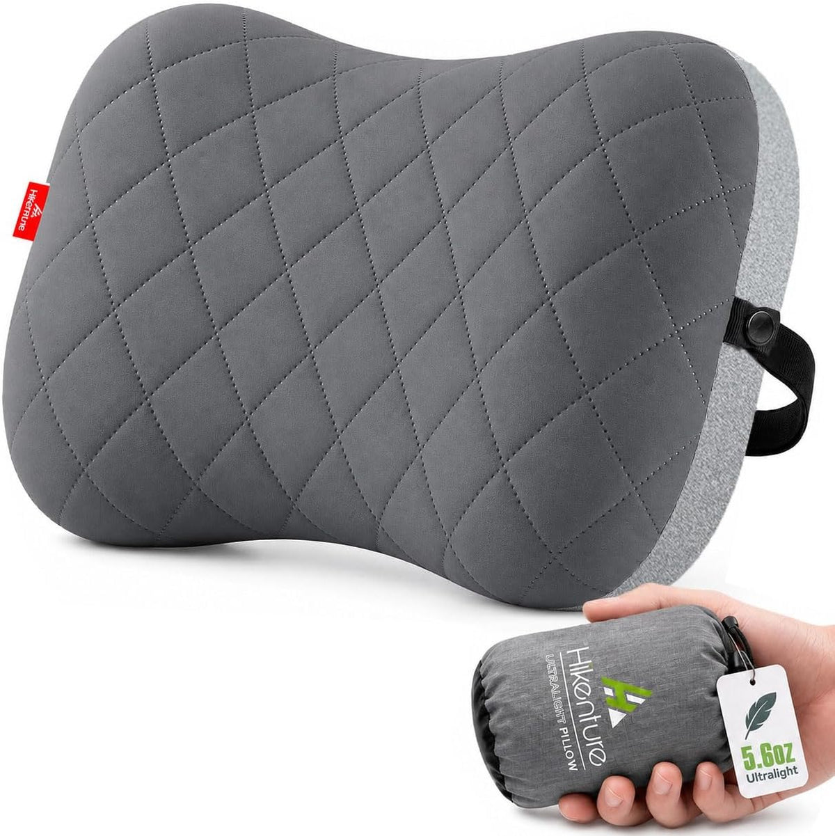 Hikenture Camping Pillow with Removable Cover, Ultralight Inflatable Pillow Ergonomic Neck Lumber Support, Upgrade Leakproof Backpacking Pillow, Portable Packable for Hiking, Beach, Travel