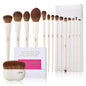 Jessup 14Pcs Premium Synthetic Makeup Brush Set T329 with Foundation Brush Flat Top for Face Blush Liquid Powder Foundation SF002