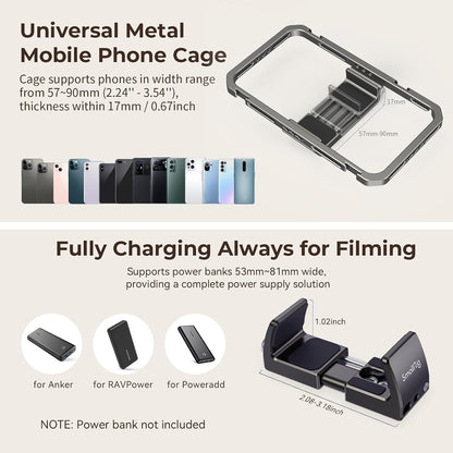 SmallRig Universal Phone Video Rig Kit for iPhone for Huawei -3384D All-in-One Vlogging Rig Kit: Tripod, Microphone, LED Light, Side Handle & Power Bank Holder, for Vlogging & Live Streaming