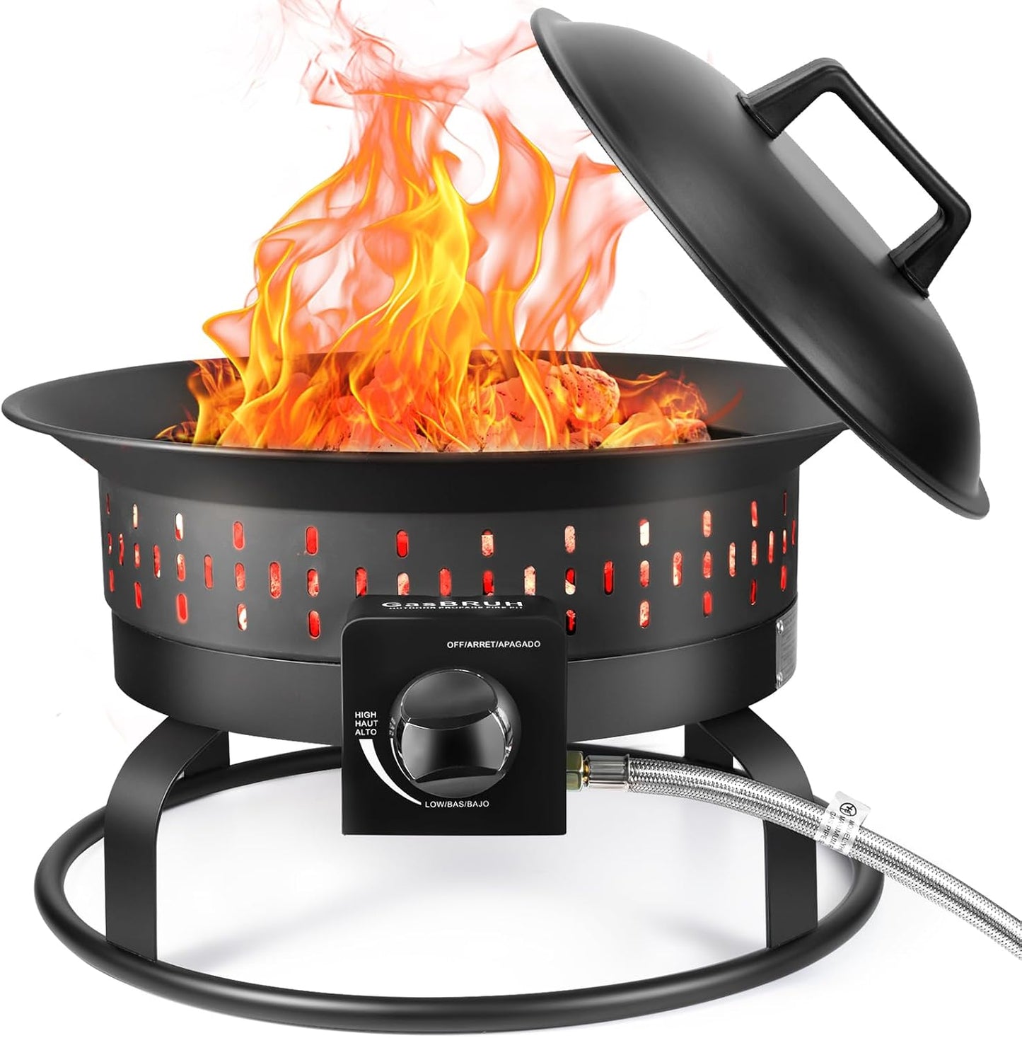 GasBRUH 19″ Outdoor Portable Propane Fire Pit with Cover&Carry Kit,60,000 BTU Smokeless Gas Firebowl,Outdoor Fireplace,Camping Propane Firepit,Portable Gas Fire Pits for Outside Patio,Camp,RV