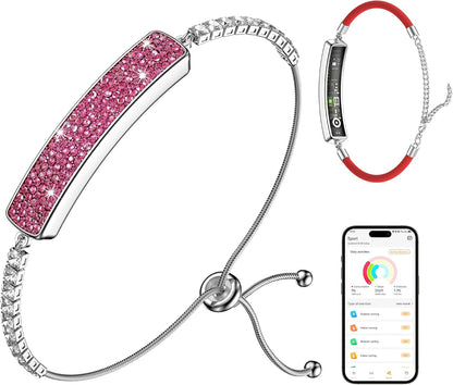 Smart Bracelet for Women - Fitness Tracker with Heart Rate, Sleep & Step Counter, 1ATM Water Resistant, Multi-Sport Modes, Free App Compatible, Comes with 2 Replacement Bands, Pink