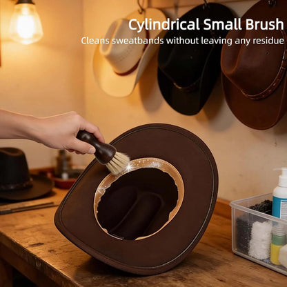5 Pcs Felt Cowboy Hat Cleaning Brush Set, Horsehair Clothes Shoe Brush Kit Removes Dust, Lint, Pet Hair & Sweatband Buildup, for Fedoras, Western Hats, Baseball Caps, Suits, Leather Shoes & Boots