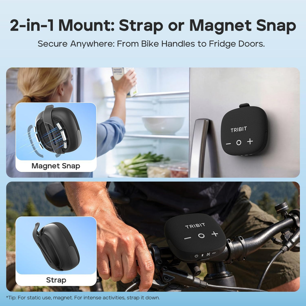 Tribit StormBox Micro 3 Portable Bluetooth Speaker, 13W, IP68 Waterproof Bike Speaker, BT6.0, 24H Playtime, Magnetic & Strap, XBass, Custom EQ, Wireless, TWS Pairing, Outdoor, Home, Cycling, Black
