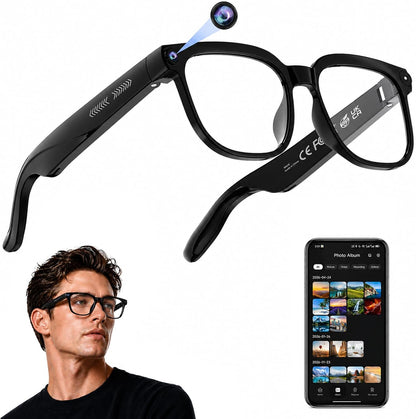 Plunthorn AI Smart Glasses | 4K Camera, Real-Time Translation, AI Assistant, Bluetooth & Open-Ear Speakers