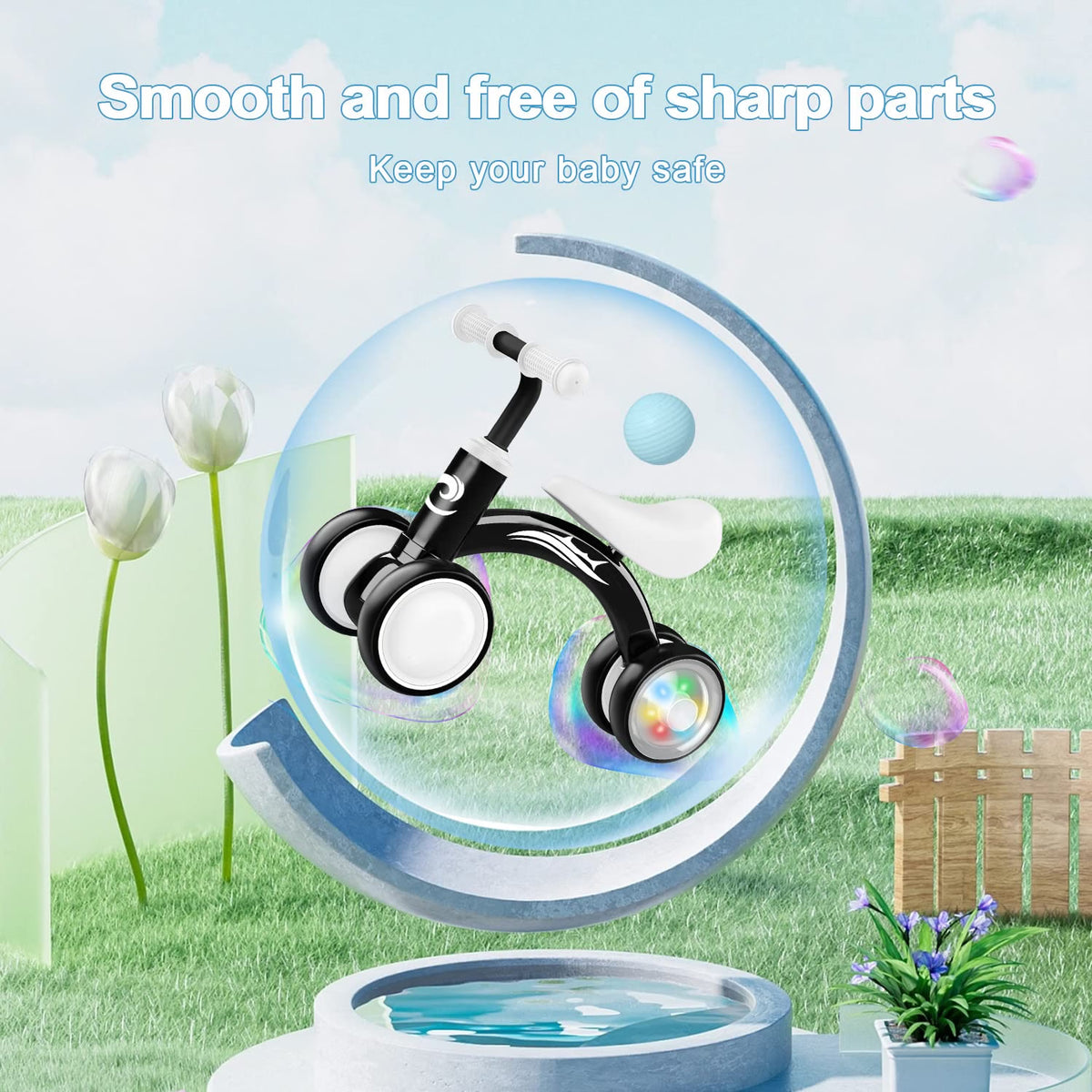 Gamfeiny Toddler Balance Bike with Light-Up Wheels, 10-36 Months