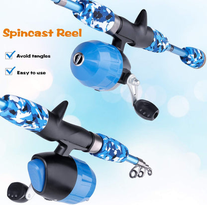 ODDSPRO Kids Fishing Pole, 4.92ft Portable Telescopic Fishing Rod and Spinning Reel Combo Kit with Tackle Box, Carrying Bag and Accessories for Boys & Girls