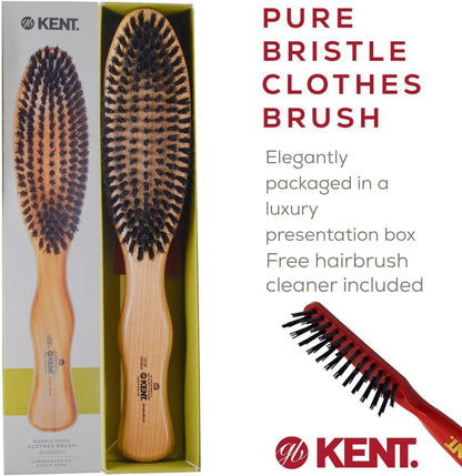 Kent CC20 Double Sided Cherrywood Clothes Brush and Lint Remover, Firm Side for Dust and Dirt, Soft Side for Gentle Brushing for Keeping Fabrics Free from Fibres, Fluff and Pet Hair, Made in England