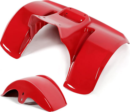 KUAFU Front & Rear Fender Kit Compatible with 1978-1985 Honda ATC70 Mudguard Mud Flaps Fender Protector Red 2PCS