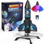 ZeroPhear RK2 Spinner Rocket Launcher for Kids, 200-Foot Self-Launching Rocket Toy with Parachute, LED Light, 2 Launch Modes, Rechargeable STEM Outdoor Toy, Cyan
