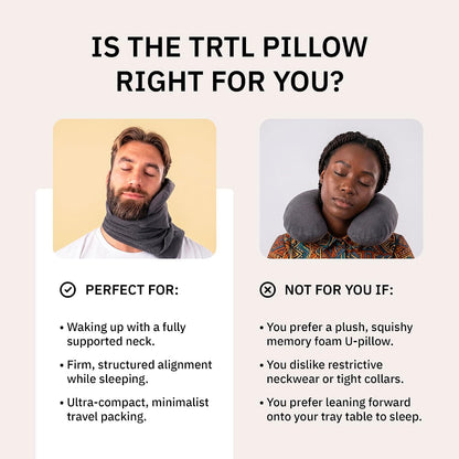 Trtl Pillow - Scientifically Proven Neck Support Travel Pillow for Airplanes - Lightweight and Machine Washable - Ergonomic Design for Traveling on Cars and Trains - Black
