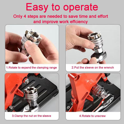 HyperionFlo Essentials 2-Piece Adjustable Universal Socket Wrench Tool Set, 10–19 mm Multi-Function Socket with 3/8-Inch Drive Adapter