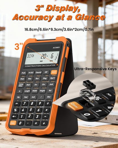 Construction Calculator with Writing Tablet Industrial & Scientific ROATEE Engineering Calculator for Contractor, Concrete Pocket Feet-inch-Fraction Calculators for Carpenter, Framer, Remodeler
