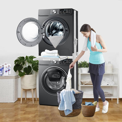 Washer Dryer Stacking Kit 29 inch - Universal Washer and Dryer Stacking Kit with Pull Out Drying Rack - Adjustable 29"/28"/27"/26"/25"/24" Stacking Kit with Ratchet Strap - Space-Saving