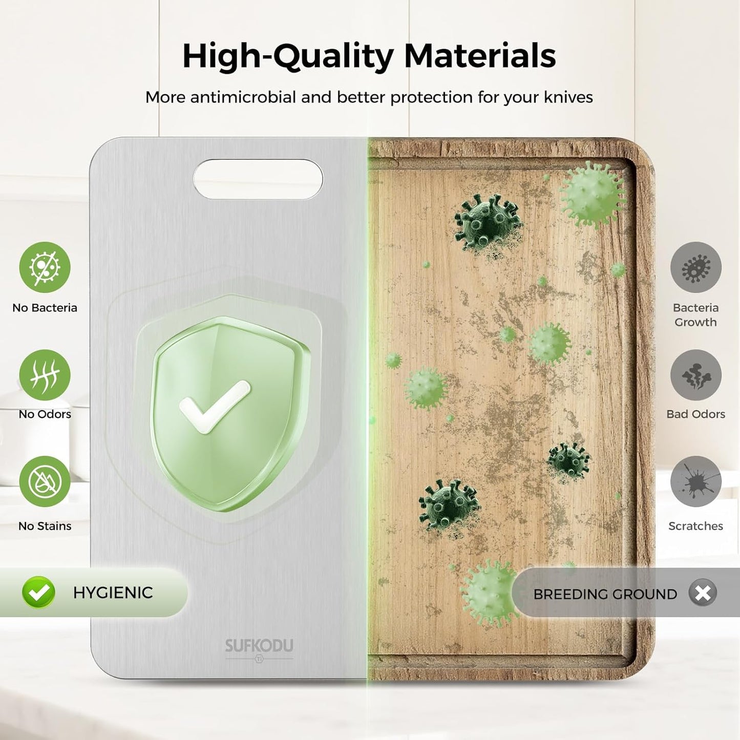 Titanium Cutting Board Set of 3, 100% Double-Sided Titanium Cutting Boards for Kitchen, Dishwasher Safe Non-Toxic Chopping Boards for Meat, Vegetables, Fruits, Raw and Cooked Food Prep (M+L+XL）