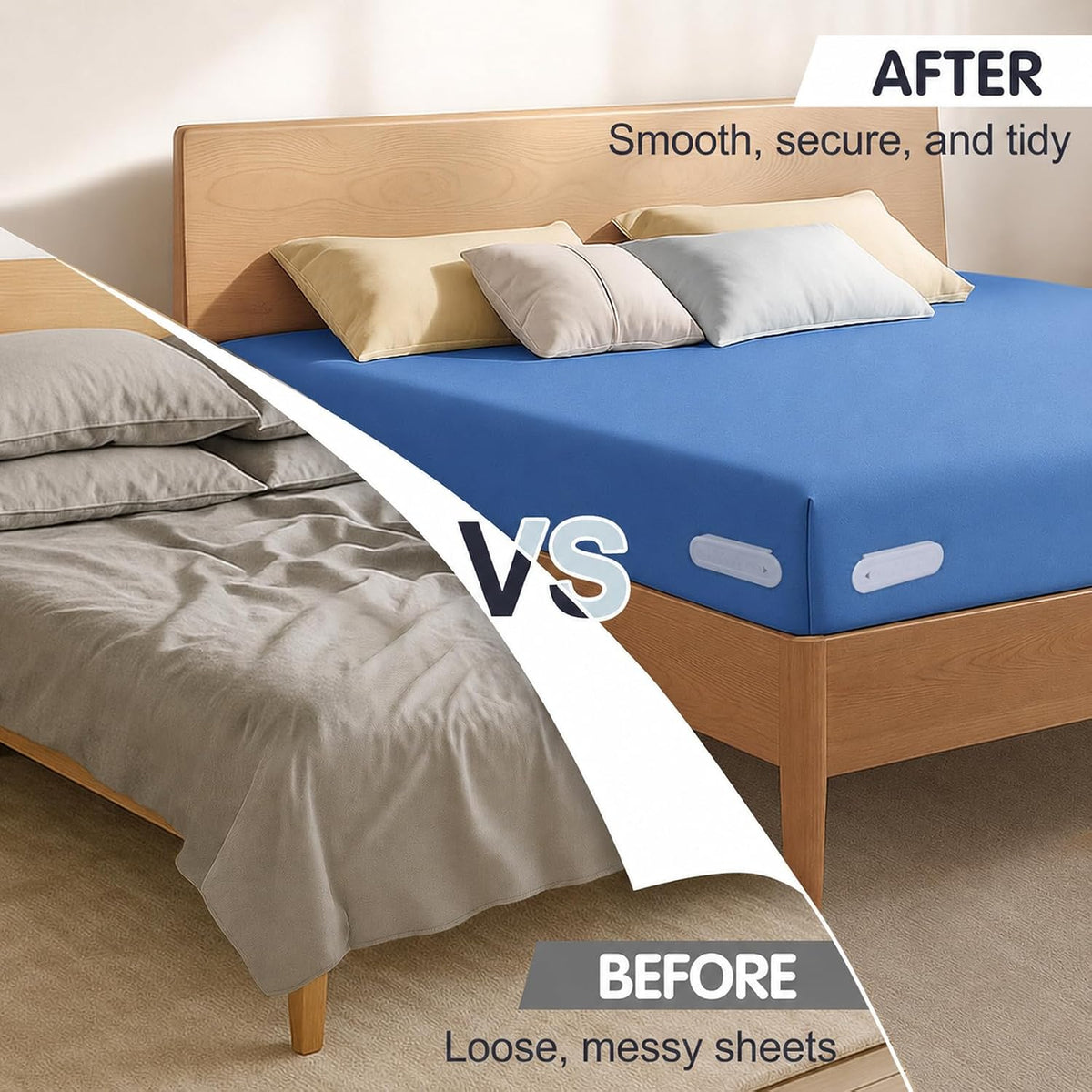 Upgrade Bed Sheet Holders for Corners, Lock Sheet Holders, 4Pcs Fitted Sheet Holders Keep Sheets Firm & Tight,Durable Heavy Duty Bed Sheet Clips, Sheet Locks, Fit All Mattress Easy Install