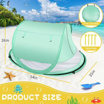 Kapeazo Baby Beach Tent, Pop-Up UV Sun Shade for Infants and Toddlers, Green