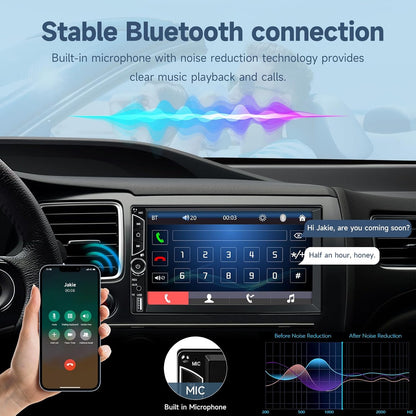 Leadfan 7inch Car Stereo Double Din Radio Touchscreen with Backup Camera Multimedia Car Audio Support Mirror Link, Bluetooth Caller ID, FM/MP3/MP4/USB/Subwoofer,Aux Input Car Audio Receivers