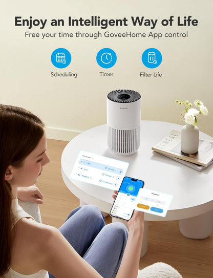 GoveeLife Smart Mini Air Purifier for Bedroom, with App & Alexa Control