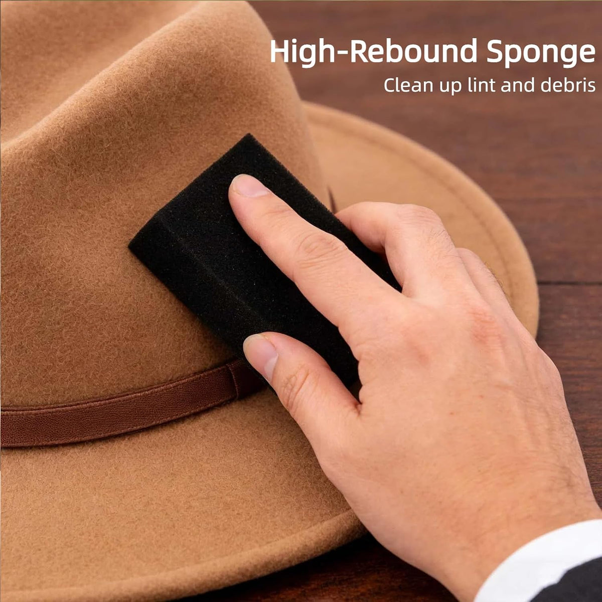 5 Pcs Felt Cowboy Hat Cleaning Brush Set, Horsehair Clothes Shoe Brush Kit Removes Dust, Lint, Pet Hair & Sweatband Buildup, for Fedoras, Western Hats, Baseball Caps, Suits, Leather Shoes & Boots