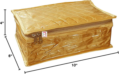 atorakushon Set of 5 Satin Makeup & Jewelry Pouches, Cosmetic Necklace & Earring Organizer, Lightweight Waterproof Vanity Storage Bag for Women, Gold