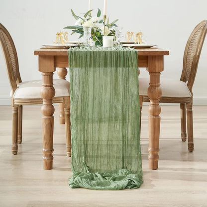 Seasonal Tulle Sheer Table Runners Mesh Lace Fabric Runner for DIY Craft Wedding Birthdays Tea Party Picnics Christmas Kitchen Decoration 90*400cm/35.43*157.48in