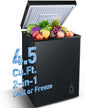 Anypro Chest Freezer 4.5 Cu.Ft, FreeStanding Top Door Compact Small Deep Mini Freezer with Removable Basket, 7 Adjustable Temperatures for Garage Dorm Apartment RV Kitchen Business, Black