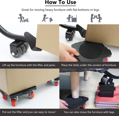 ONEON Furniture Mover with Wheels & Aux. Lifter-Connect Dolly 360° Rotation Wheels Furniture Dolly for Moving Sliding Heavy Furniture, Appliances, 660 LB Max Load Capacity Visit the ONEON Store