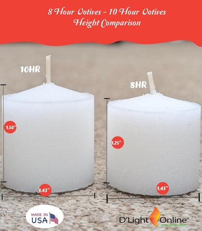 D'light Online Long 10 Hour Burn Time Unscented White Votive Candles - Small Candles for Birthdays, Home Decoration, Restaurants, Synagogues, Churches and Weddings (White, 10 Hour - Set of 288)