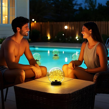 NiceBuy Solar Floating Pool Lights, 2-Pack Floating LED Pool Balls with Flickering Flame Effect, IP66 Waterproof Solar-Powered Lights for Pool, Pond, Garden & Outdoor Party Decor